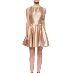 Alice + Olivia Lia Metallic Open-Back Dress